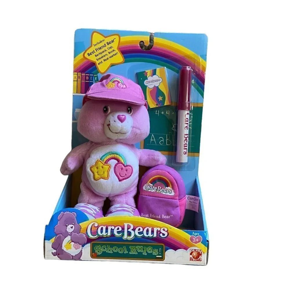 NWT Vtg 2005 Care Bear 8” Play Along Toys Best Friend Bear School Rules
